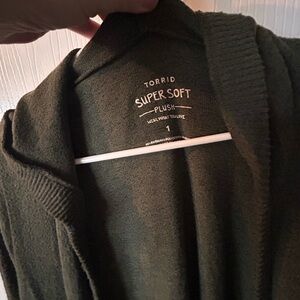 torrid Super Soft Plush Open-Front Cardigan — Olive